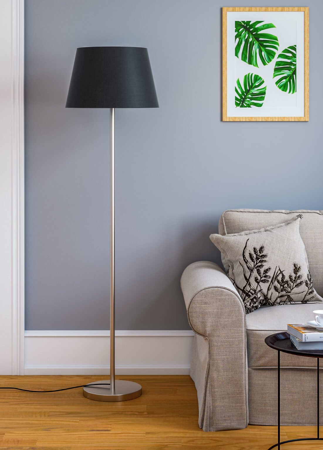 Best Buy Modern Silver Sleek Floor Lamp 5ft Height with 16 inches Lamp ...