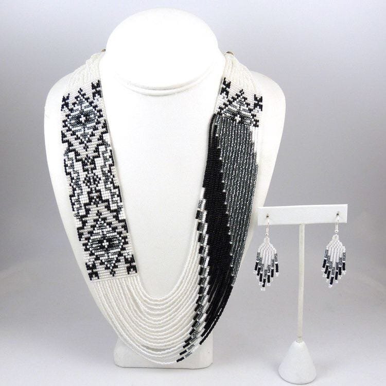 Glass Seed Beads Beaded Multilayer Necklace Set White – beadsnfashion