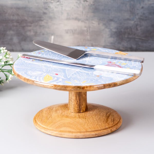 white printed dessert stand