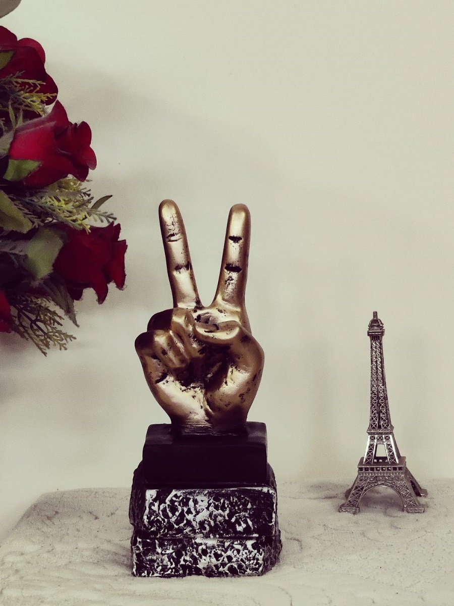 Modern Art Peace Hand Sign Sculpture