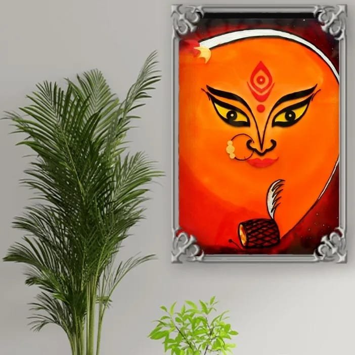 Durga Vol Pencil Colour Sketch On Paper 14 X 22 Inch